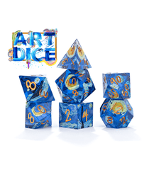 Art Dice Starry Night Painted 7 die set